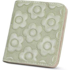RFID blocking small wallet for women slim bifold card holder embossed leather